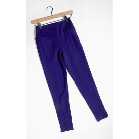 BETABRAND Power Down Skinny Yoga Dress Pants Solid Purple Office Stretch X-Small - Picture 1 of 13
